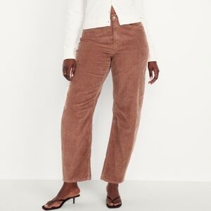 NEW Old Navy High-Waisted Barrel Ankle Brown Corduroy Pants Size 6